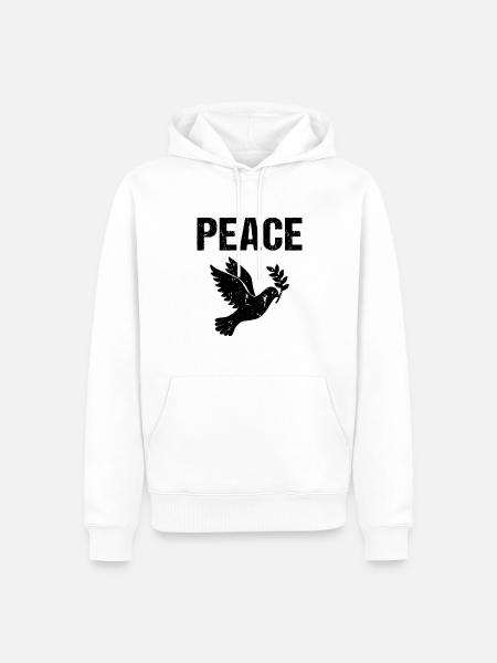 Peace Friedenstaube - Männer Premium Bio Hoodie - Weiß