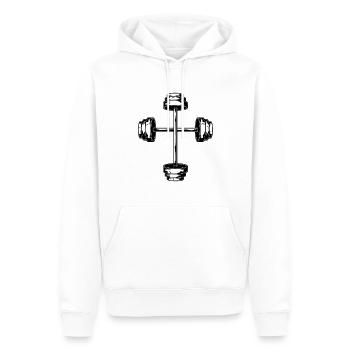 Dumbbell Cross Fitness Gym Weight Training - Men’s Premium Organic Hoodie - white - Front - Nico (187cm)