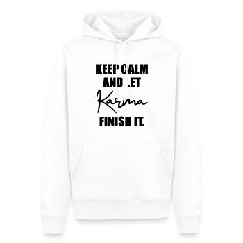 Restez calme et laissez Karma le terminer - Sweat à capuche Premium bio Homme - blanc - Devant - Nico (187cm)