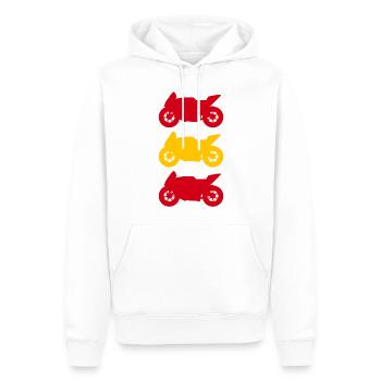 Motorcycle Flag Spain - Men’s Premium Organic Hoodie - white - Front - Nico (187cm)
