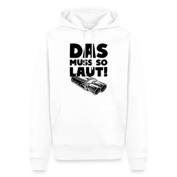 Das muss so laut! Auspuff Endrohr - Männer Premium Bio Hoodie - Weiß - Vorne - Nico (187cm)