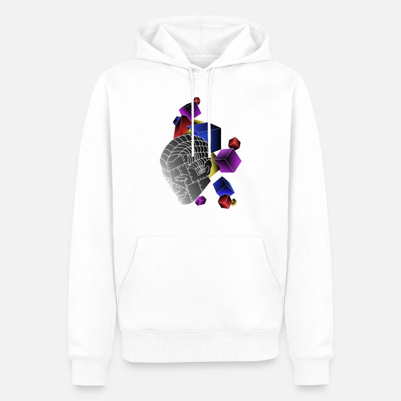 Roboter mit Würfel bunt - Männer Premium Bio Hoodie - Weiß