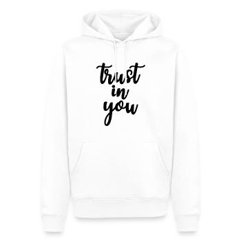 avoir confiance en vous - Sweat à capuche Premium bio Homme - blanc - Devant - Nico (187cm)