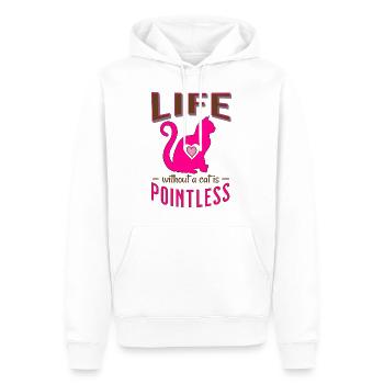 ROSE une vie sans chat est un amour de chat inutile - Sweat à capuche Premium bio Homme - blanc - Devant - Nico (187cm)