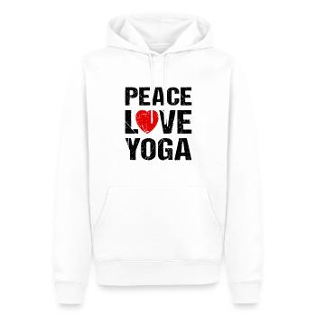 Peace Love Yoga - Men’s Premium Organic Hoodie - white - Front - Nico (187cm)