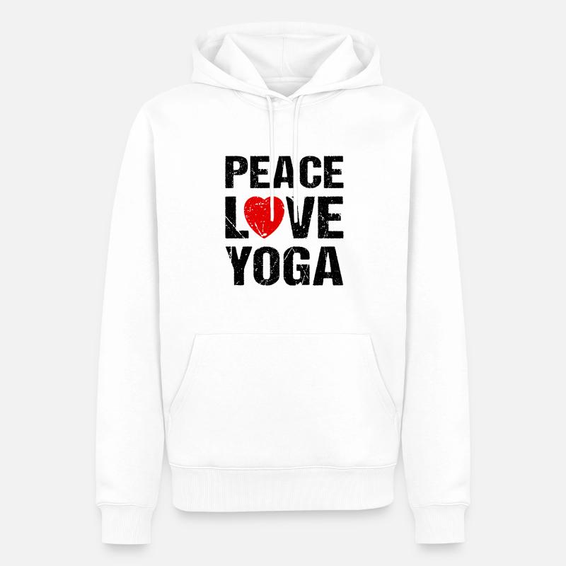 Peace Love Yoga - Sweat à capuche Premium bio Homme - blanc