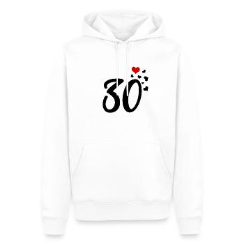 30 Herzen 30. Geburtstag Jubiläum - Männer Premium Bio Hoodie - Weiß - Vorne - Nico (187cm)