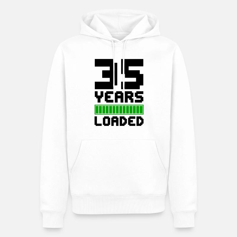 35 ans chargé 35e anniversaire - Sweat à capuche Premium bio Homme - blanc