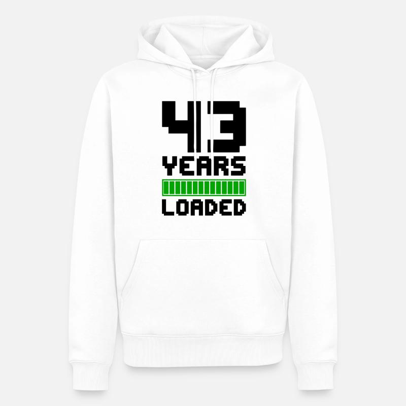 43 ans chargés 43e anniversaire - Sweat à capuche Premium bio Homme - blanc
