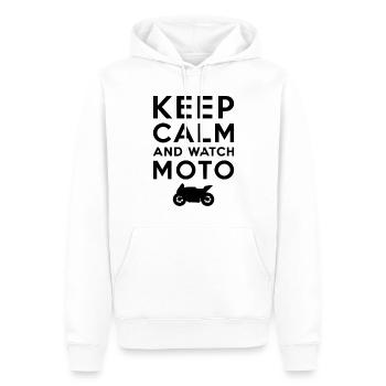 Keep Calm And Watch Moto Motorradsport - Männer Premium Bio Hoodie - Weiß - Vorne - Nico (187cm)