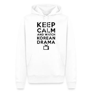 Restez calme et regardez le drame coréen K-Drama - Sweat à capuche Premium bio Homme - blanc - Devant - Nico (187cm)