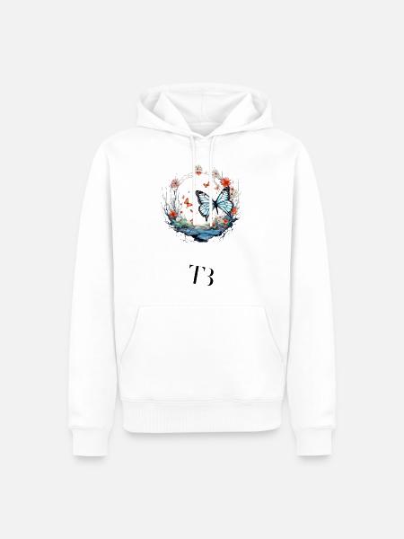 Schönes Schmetterlings Design im Blumenring - Männer Premium Bio Hoodie - Weiß
