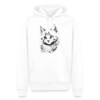 Kätzchen-Tattoo 🐾 2 - Männer Premium Bio Hoodie - Weiß - Vorne - Nico (187cm)