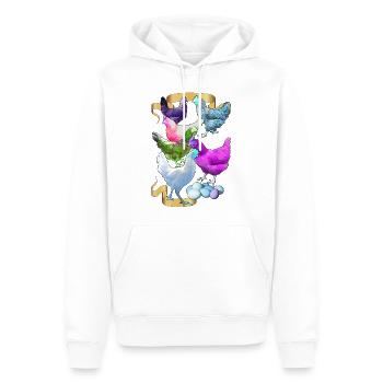 Alex' Hühner in funky Farben - Männer Premium Bio Hoodie - Weiß - Vorne - Nico (187cm)