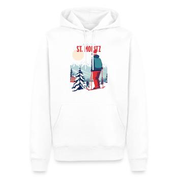 St. Moritz Switzerland Ski Skiing Winter Mountains Retro - Men’s Premium Organic Hoodie - white - Front - Nico (187cm)