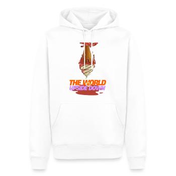 The world is upside down - Männer Premium Bio Hoodie - Weiß - Vorne - Nico (187cm)