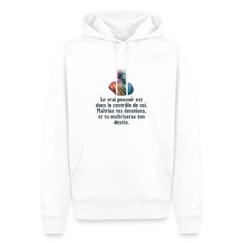 T-shirts Stoïcisme : L'inspiration à portée de soi - Sweat à capuche Premium bio Homme - blanc - Devant - Nico (187cm)