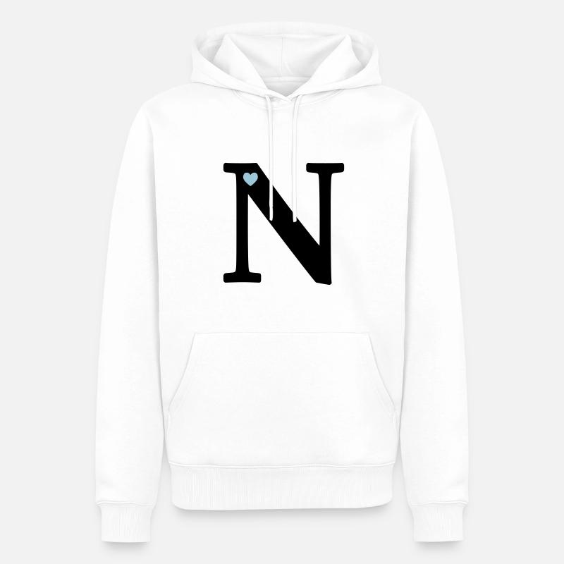 Lettre N Lettre initiale - Sweat à capuche Premium bio Homme - blanc