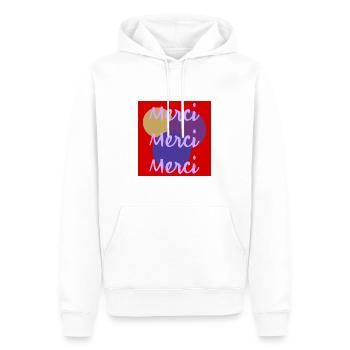 MERCI. MAÎTRESSE. MAÎTRE. MERCI MAÎTRESSE - Sweat à capuche Premium bio Homme - blanc - Devant - Nico (187cm)