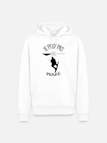 Je peux pas j'ai Wakeboard ! - WAKE - Sweat à capuche Premium bio Homme - blanc