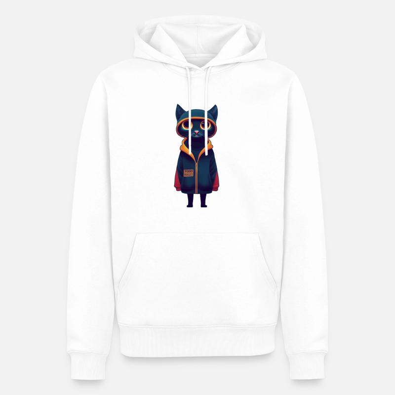 Katze mit Pulli - Männer Premium Bio Hoodie - Weiß
