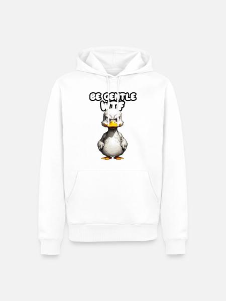 Angry Duck, Böse Ente, Böse, Lustig, epig print - Männer Premium Bio Hoodie - Weiß
