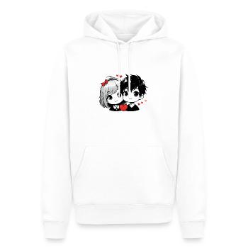 Couple mignon d’amoureux - Sweat à capuche Premium bio Homme - blanc - Devant - Nico (187cm)