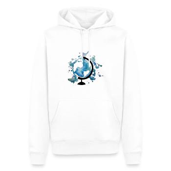 Globe d’aquarelles - Le monde est coloré - Sweat à capuche Premium bio Homme - blanc - Devant - Nico (187cm)