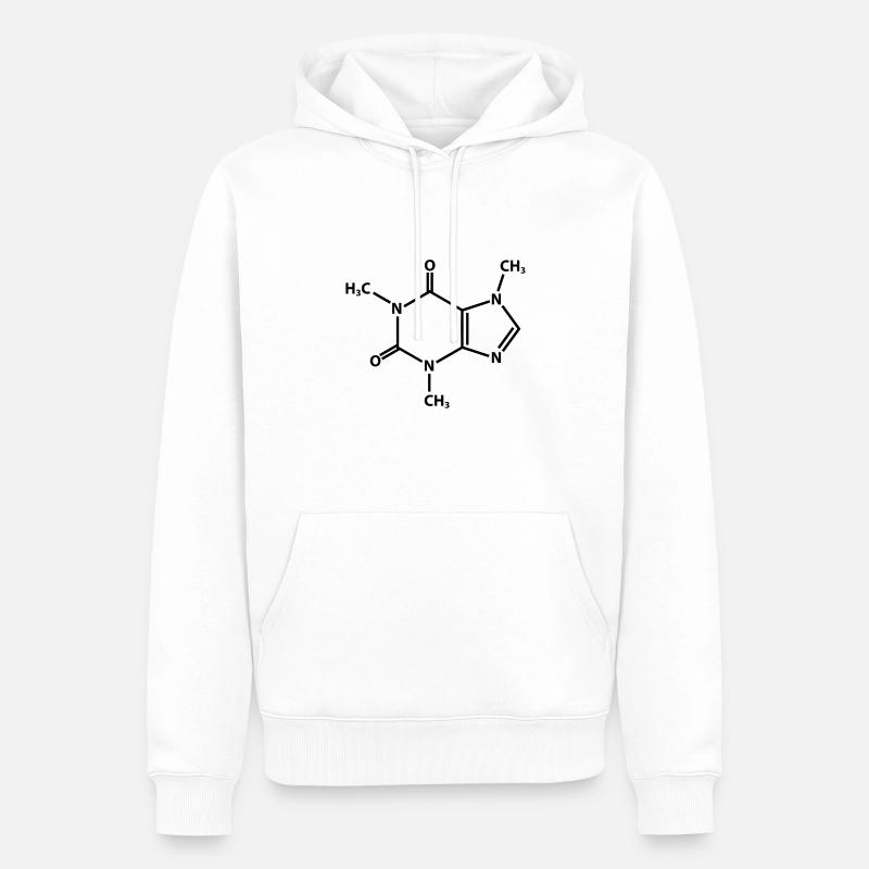 Molécule de caféine - Sweat à capuche Premium bio Homme - blanc