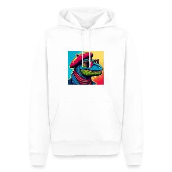 Dino PopArt Portrait - Sweat à capuche Premium bio Homme - blanc - Devant - Nico (187cm)