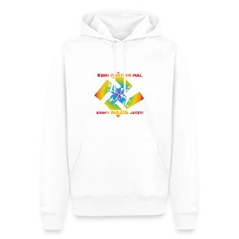 No Second Time - Stop Nazis Now - Men’s Premium Organic Hoodie - white - Front - Nico (187cm)