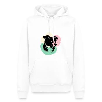 Tête de Border Collie 2 - Sweat à capuche Premium bio Homme - blanc - Devant - Nico (187cm)