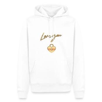 Liebe Love you; Liebesschloss, Paar, Hochzeit - Männer Premium Bio Hoodie - Weiß - Vorne - Nico (187cm)