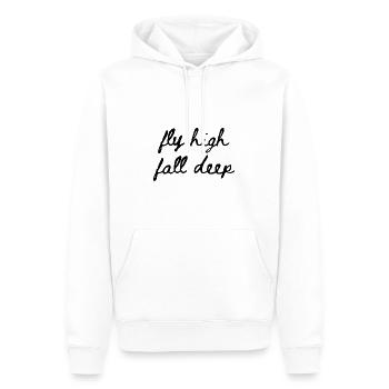 flieg hoch falle tief - Männer Premium Bio Hoodie - Weiß - Vorne - Nico (187cm)