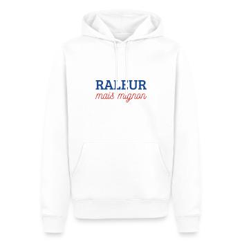 Râleur mais mignon - Sweat à capuche Premium bio Homme - blanc - Devant - Nico (187cm)