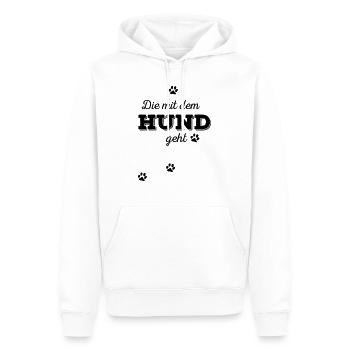 Die mit dem Hund geht - Männer Premium Bio Hoodie - Weiß - Vorne - Nico (187cm)