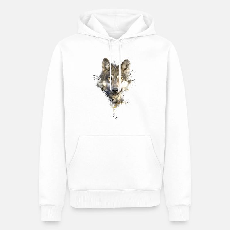 Painted Wolf - Männer Premium Bio Hoodie - Weiß