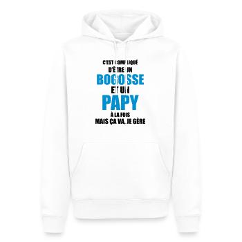 c'est compliqué d'être un bogosse et un papy - Sweat à capuche Premium bio Homme - blanc - Devant - Nico (187cm)