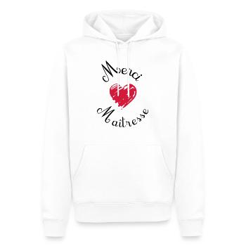 merci maîtresse cadeau fin année - Sweat à capuche Premium bio Homme - blanc - Devant - Nico (187cm)