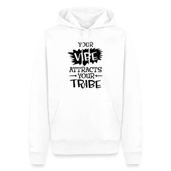 Your Vibe Attracts Your Tribe - Männer Premium Bio Hoodie - Weiß - Vorne - Nico (187cm)
