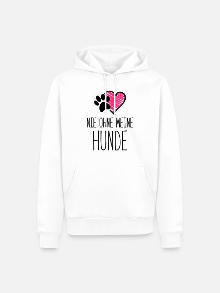 hunde nie ohne herz - Männer Premium Bio Hoodie - Weiß