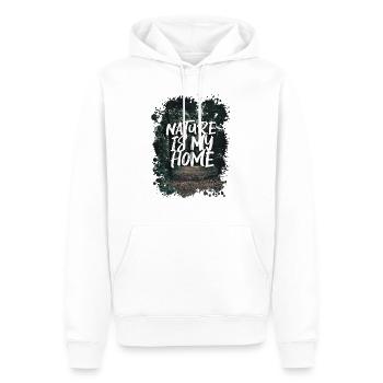 NATURE IS MY HOME - Männer Premium Bio Hoodie - Weiß - Vorne - Nico (187cm)