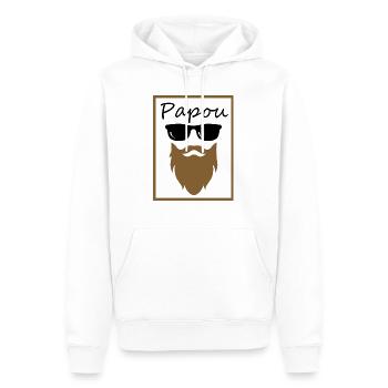 Papou. Idée cadeau papa. - Sweat à capuche Premium bio Homme - blanc - Devant - Nico (187cm)