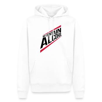 Text May contain alcohol - Men’s Premium Organic Hoodie - white - Front - Nico (187cm)