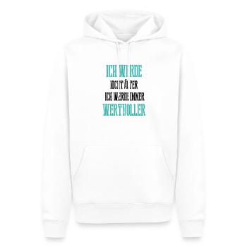 Ich werde nicht älter, ich werde immer wertvoller - Männer Premium Bio Hoodie - Weiß - Vorne - Nico (187cm)