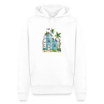 Blaues Holzhaus am Strand - Männer Premium Bio Hoodie - Weiß - Vorne - Nico (187cm)