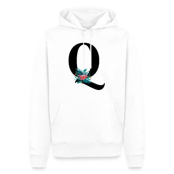 lettre Q fleuris - Sweat à capuche Premium bio Homme - blanc - Devant - Nico (187cm)