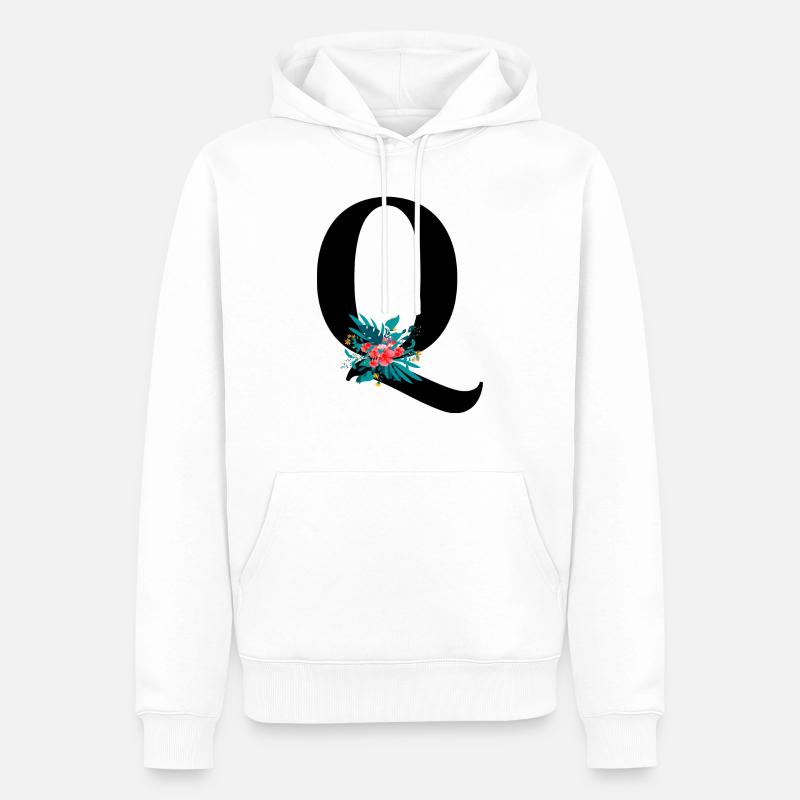 Buchstabe Q geblüht - Männer Premium Bio Hoodie - Weiß