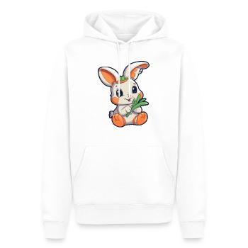 Niedlicher weißer Hase mit Karotte - Männer Premium Bio Hoodie - Weiß - Vorne - Nico (187cm)