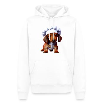 Teckel, Chiot teckel, Restaurateur, Chien, Cuisine, Chiens - Sweat à capuche Premium bio Homme - blanc - Devant - Nico (187cm)